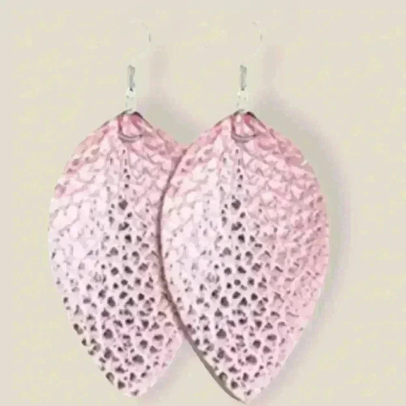 Leaf Leather Teardrop Earrings - Picture 1 of 3